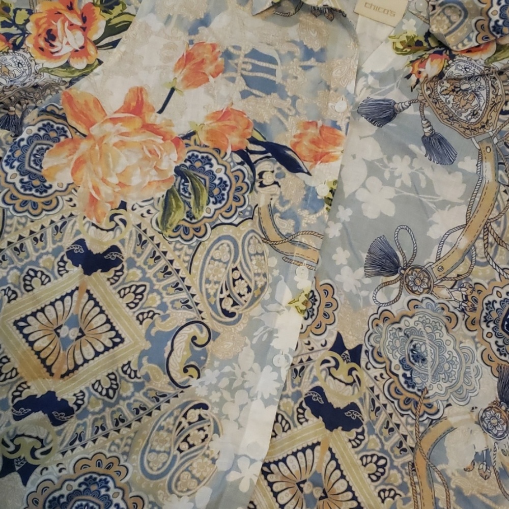 Chico's button up multi colored blouse - Picture 2 of 4